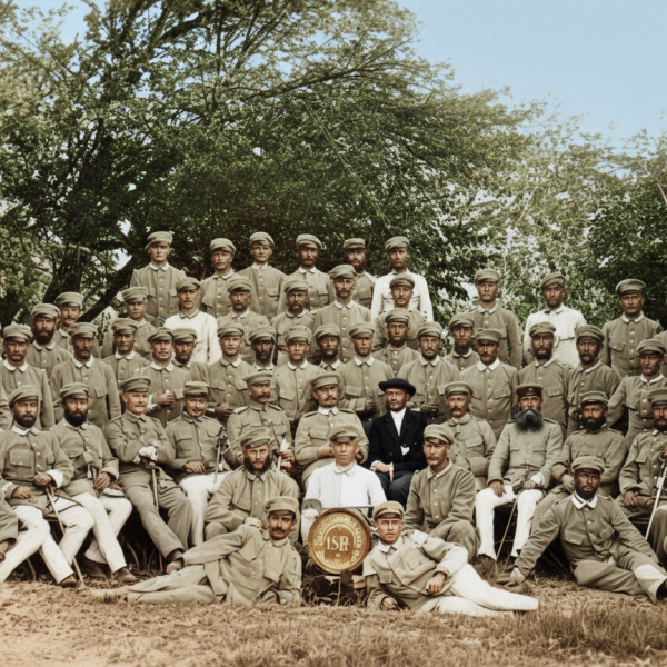 Men in uniform posing for a group photograph